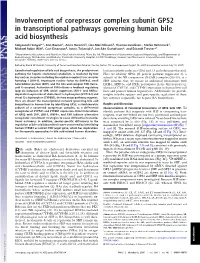 Involvement of Corepressor Complex Subunit GPS2 in Transcriptional Pathways Governing Human Bile Acid Biosynthesis