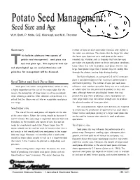 Potato Seed Management: Seed Size And