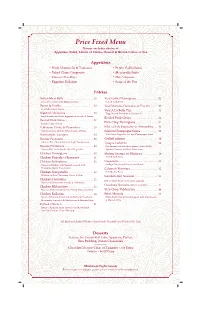 Price Fixed Menu