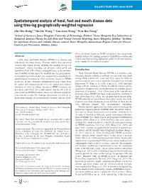 Spatiotemporal Analysis of Hand, Foot and Mouth Disease Data Using Time-Lag Geographically-Weighted Regression