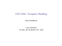 CSCI 2041: Exception Handling