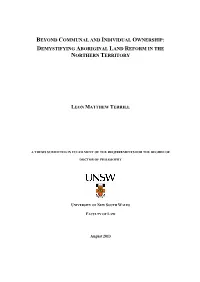 Demystifying Aboriginal Land Reform in the Northern Territory