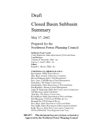 Draft Closed Basin Subbasin Summary