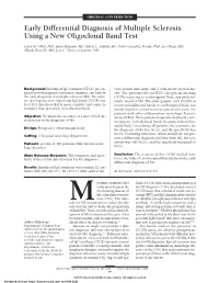 Early Differential Diagnosis of Multiple Sclerosis Using a New Oligoclonal Band Test