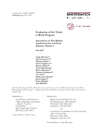 Evaluation of the Ticket to Work Program