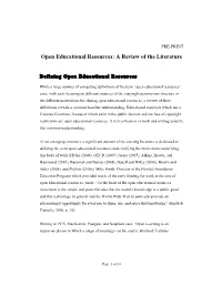 Open Educational Resources: a Review of the Literature