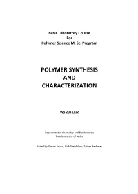 Polymer Synthesis and Characterization