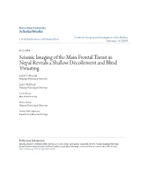 Seismic Imaging of the Main Frontal Thrust in Nepal Reveals a Shallow Décollement and Blind Thrusting Rafael V