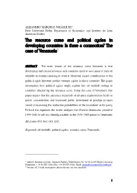 The Resource Curse and Political Cycles in Developing Countries: Is There a Connection? the Case of Venezuela2