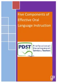 Five Components of Effective Oral Language Instruction