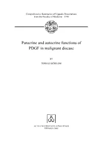 Paracrine and Autocrine Functions of PDGF in Malignant Disease