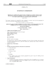 Publication of an Application for Approval of Minor