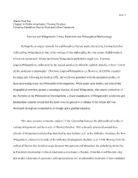 Pynchon and Wittgenstein: Ethics, Relativism and Philosophical Methodology