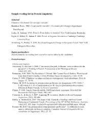 Sample Reading List in French Linguistics Général Sujets Particuliers