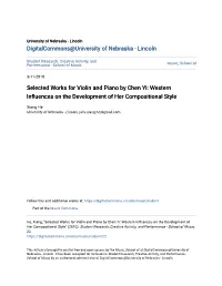 Selected Works for Violin and Piano by Chen Yi: Western Influences on the Development of Her Compositional Style