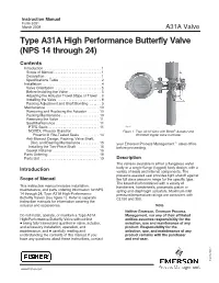 Type A31A High Performance Butterfly Valve (NPS 14 Through 24)