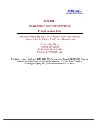 2016-2021 Transportation Improvement Program Project List TIPID Project Name 2016-028 16Th St Mall Reconstruction: Arapahoe St to Lawrence St 2016-018 23Rd Ave