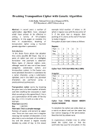 Breaking Transposition Cipher with Genetic Algorithm