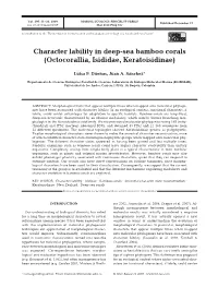 Character Lability in Deep-Sea Bamboo Corals (Octocorallia, Isididae, Keratoisidinae)