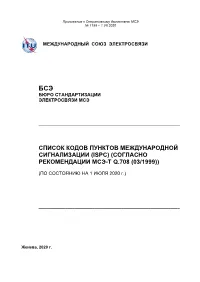 List of International Signalling Point Codes (ISPC)