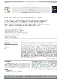 Radar Observations and Shape Model of Asteroid 16 Psyche