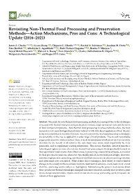 Revisiting Non-Thermal Food Processing and Preservation Methods—Action Mechanisms, Pros and Cons: a Technological Update (2016–2021)