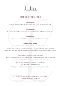 Summer Tasting Menu