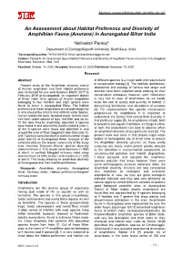 An Assessment About Habitat Preference and Diversity Of