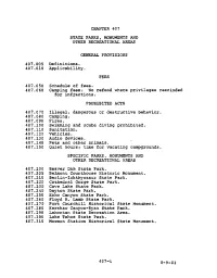 Chapter 407 State Parks, Monuments and Other Recreational Areas