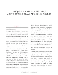 Frequently Asked Questions About Bought Deals and Block Trades