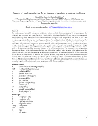 Impacts of Room Temperature on the Performance of a Portable Propane Air Conditioner Nomenclature