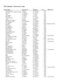 Jeff Atmajian - Orchestration Credits