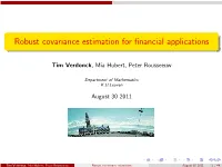 Robust Covariance Estimation for Financial Applications