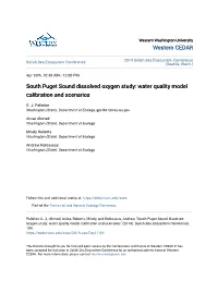 South Puget Sound Dissolved Oxygen Study: Water Quality Model Calibration and Scenarios