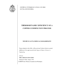 Thermodynamic Efficiency of a Copper Comminution Process