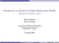 General Linear Models - Part I