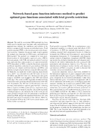 Network‑Based Gene Function Inference Method to Predict Optimal Gene Functions Associated with Fetal Growth Restriction