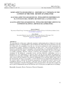 Some Aspects Geographical - Historically Thinking in the Context of the Time: Review of Literature