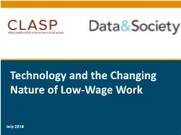 Technology and the Changing Nature of Low-Wage Work