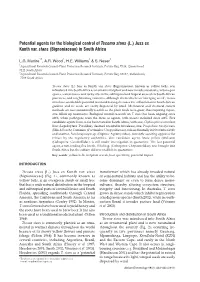 Potential Agents for the Biological Control of Tecoma Stans (L.) Juss Ex Kunth Var