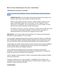 Rapid Response Transcript – Andrew Wilson