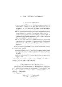 THE CUBIC THREEFOLD and FRIENDS 1. Background On