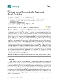 Weighted Mutual Information for Aggregated Kernel Clustering