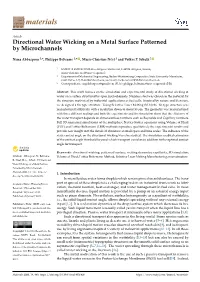 Directional Water Wicking on a Metal Surface Patterned by Microchannels
