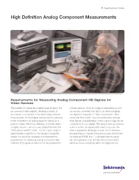 High Definition Analog Component Measurements