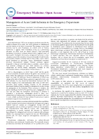 Management of Acute Limb Ischemia in the Emergency Department