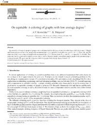 On Equitable -Coloring of Graphs with Low Average Degree