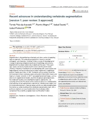 Recent Advances in Understanding Vertebrate Segmentation [Version 1; Peer Review: 3 Approved]