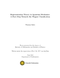 Representation Theory in Quantum Mechanics: a First Step Towards the Wigner Classiﬁcation