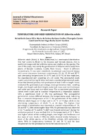 Research Paper TEMPERATURE and SEED GERMINATION OF